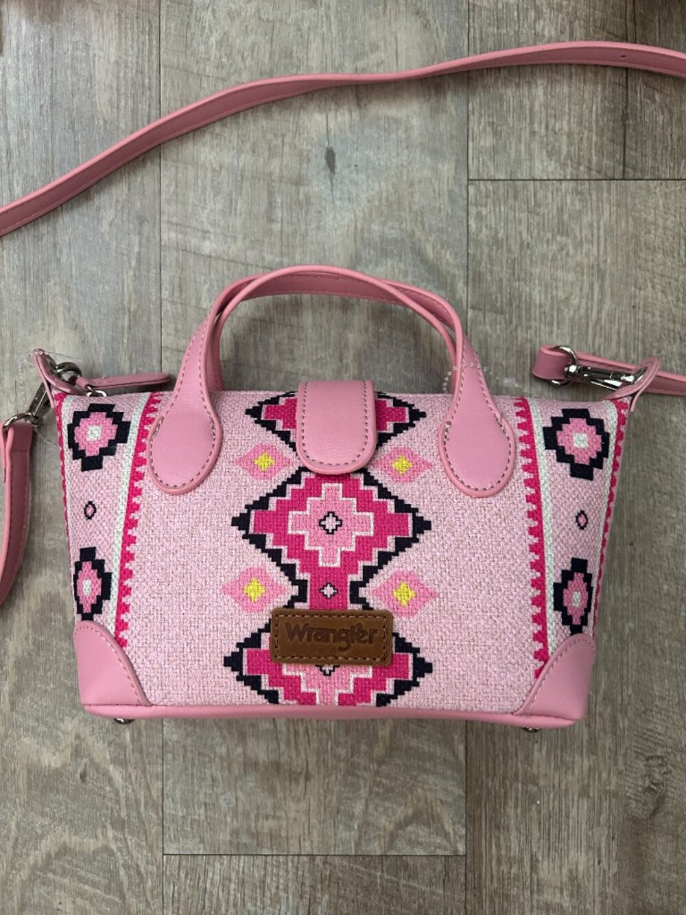Wrangler Pink Aztec Mini Satchel Crossbody Bag Southwestern Western Style - Picture 2 of 5